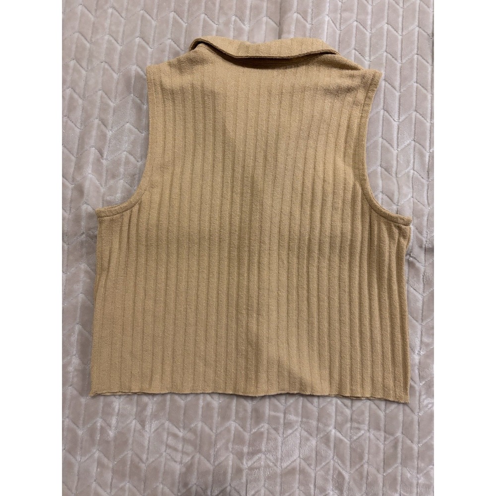 MADEWELL Ribbed Vest Top Sz L Coastal Grandmother Terry Cloth Cottagecore Boho - Picture 9 of 12